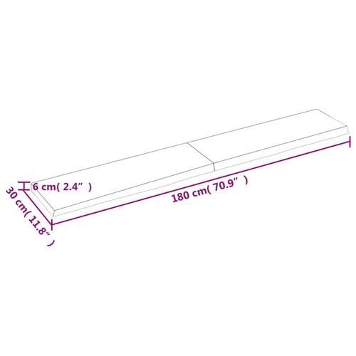 Bordplade til badeværelse 180x30x(2-6) cm massivt træ mørkebrun