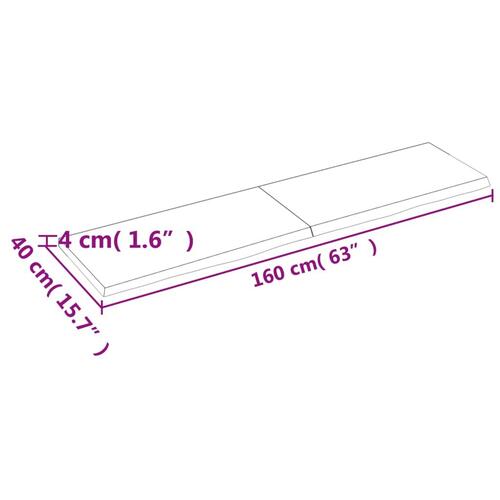 Bordplade 160x40x(2-4) cm ubehandlet massivt egetræ