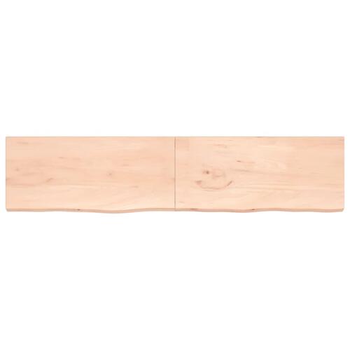 Bordplade til badeværelse 220x50x(2-4)cm massivt træ ubehandlet