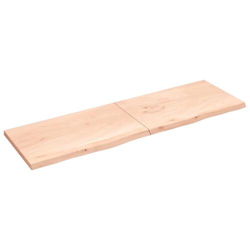 Bordplade til badeværelse 200x60x(2-4)cm massivt træ ubehandlet