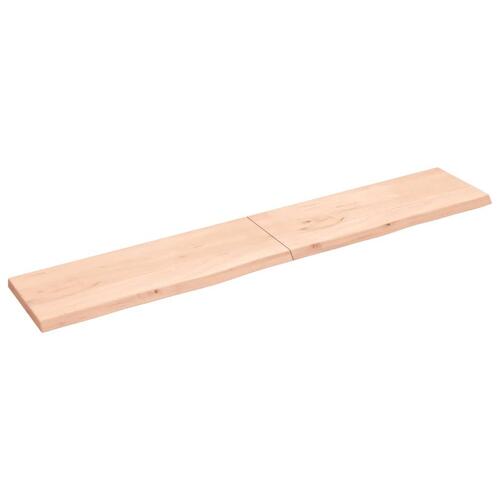 Bordplade til badeværelse 220x40x(2-4)cm massivt træ ubehandlet