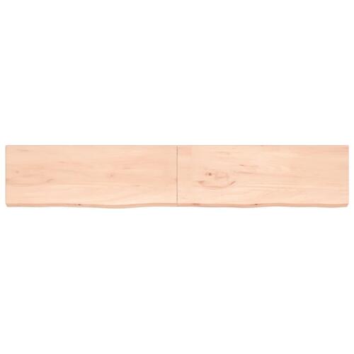 Bordplade til badeværelse 220x40x(2-4)cm massivt træ ubehandlet