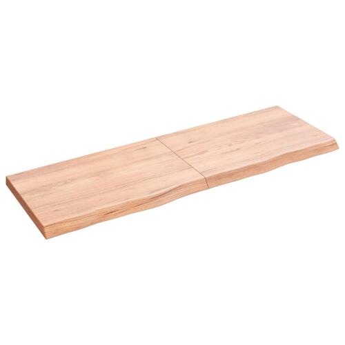 Bordplade 120x40x(2-4) cm behandlet massivt egetræ lysebrun