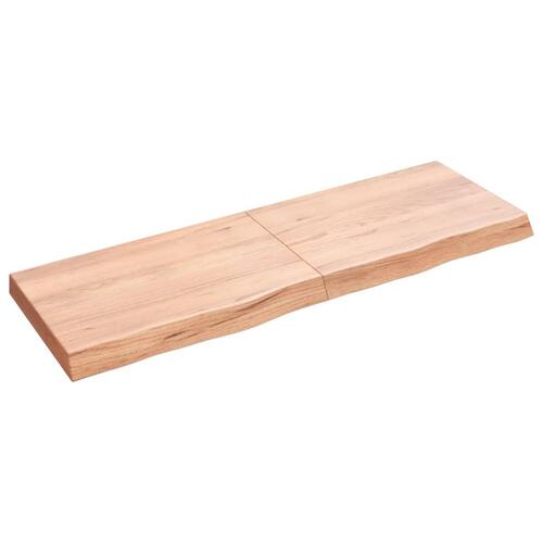 Bordplade 120x40x(2-6) cm behandlet massivt egetræ lysebrun