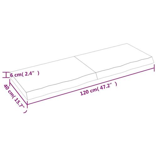 Bordplade 120x40x(2-6) cm behandlet massivt egetræ lysebrun