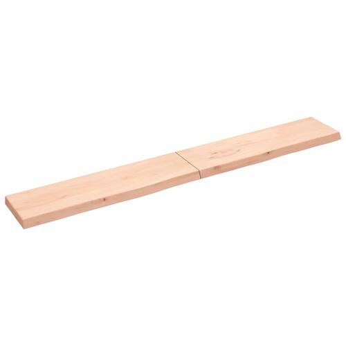 Bordplade til badeværelse 220x30x(2-6)cm massivt træ ubehandlet