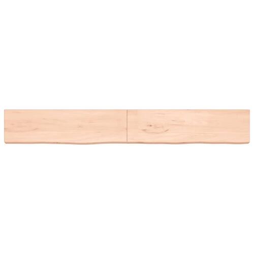 Bordplade til badeværelse 220x30x(2-6)cm massivt træ ubehandlet