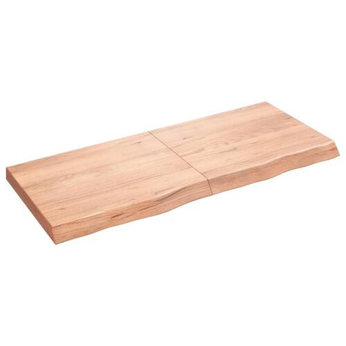 Bordplade 120x50x(2-6) cm behandlet massivt egetræ lysebrun