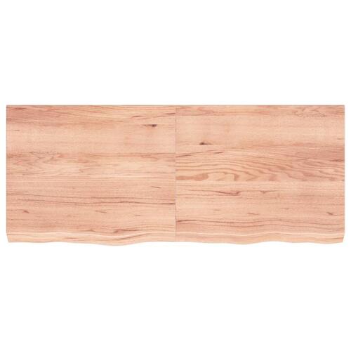 Bordplade 120x50x(2-6) cm behandlet massivt egetræ lysebrun
