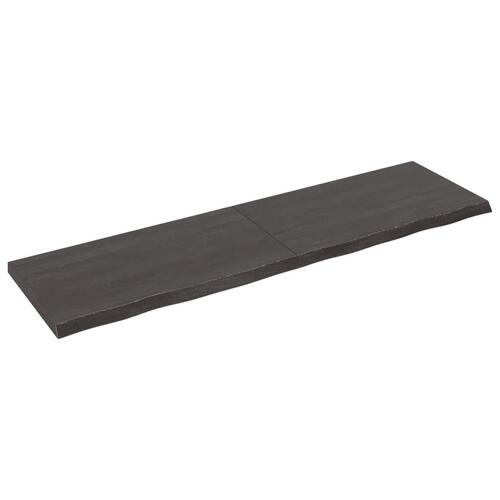 Bordplade til badeværelse 220x60x(2-6) cm massivt træ mørkebrun