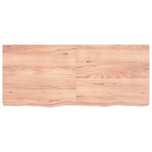 Bordplade 140x60x(2-6) cm behandlet massivt egetræ lysebrun