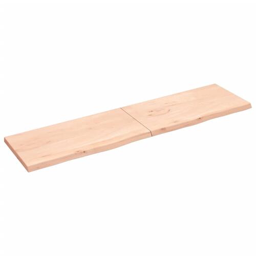 Bordplade til badeværelse 200x50x(2-4)cm massivt træ ubehandlet