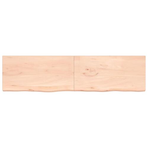 Bordplade til badeværelse 200x50x(2-4)cm massivt træ ubehandlet