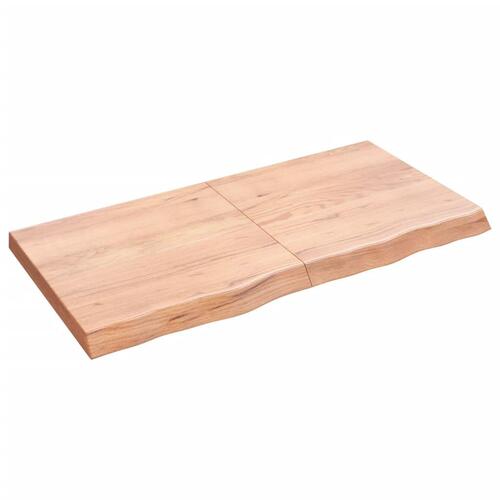 Bordplade 120x60x(2-6) cm behandlet massivt egetræ lysebrun