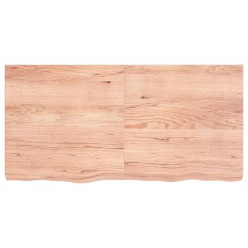 Bordplade 120x60x(2-6) cm behandlet massivt egetræ lysebrun