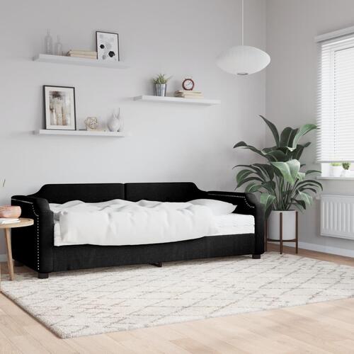 Daybed med madras 90x200 cm stof sort