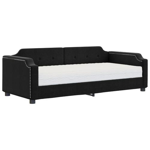 Daybed med madras 90x200 cm stof sort