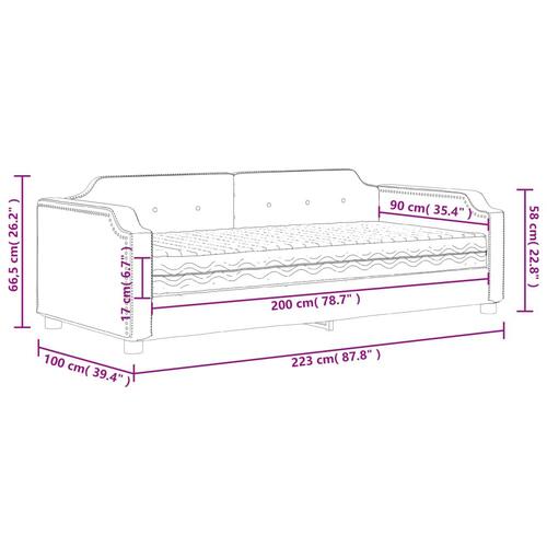 Daybed med madras 90x200 cm stof sort