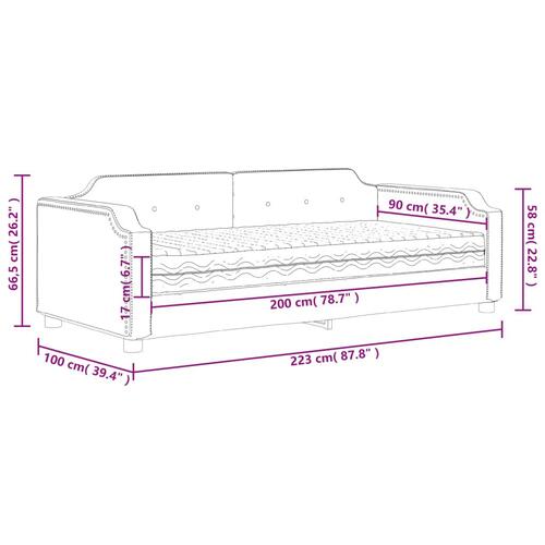 Daybed med madras 90x200 cm stof lysegrå