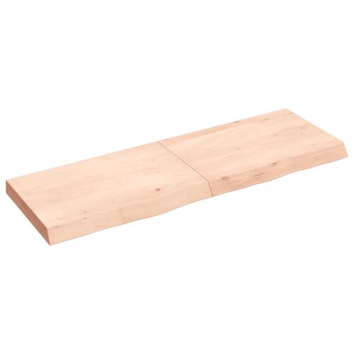 Bordplade til badeværelse 120x40x(2-6)cm massivt træ ubehandlet