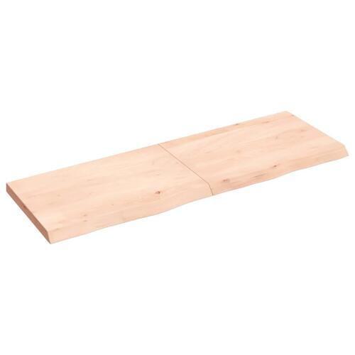 Bordplade til badeværelse 120x40x(2-4)cm massivt træ ubehandlet