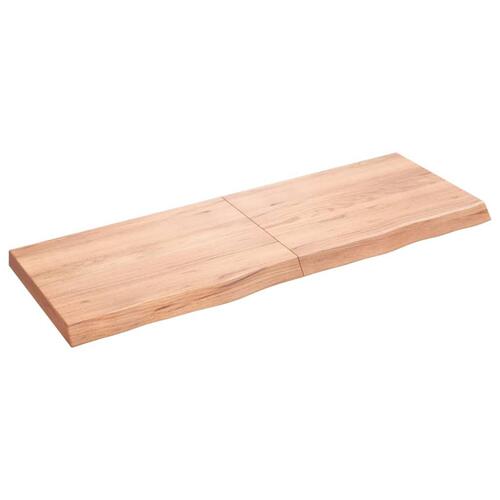 Bordplade til badeværelse 140x50x(2-6) cm massivt træ lysebrun