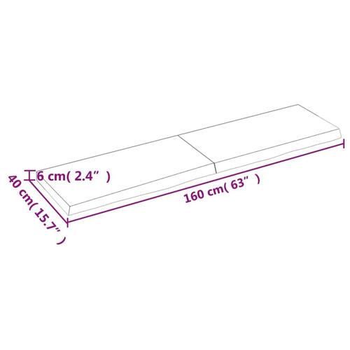 Bordplade til badeværelse 160x40x(2-6) cm massivt træ lysebrun