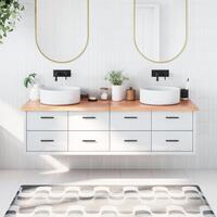 Bordplade til badeværelse 180x60x(2-4) cm massivt træ lysebrun