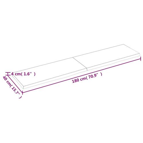 Bordplade til badeværelse 180x40x(2-4) cm massivt træ lysebrun