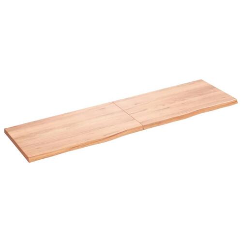 Bordplade til badeværelse 180x50x(2-4) cm massivt træ lysebrun