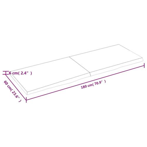 Bordplade til badeværelse 180x60x(2-6) cm massivt træ lysebrun