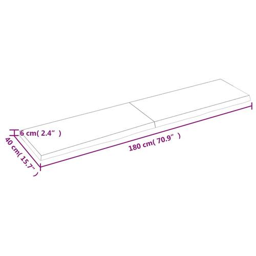 Bordplade til badeværelse 180x40x(2-6) cm massivt træ lysebrun