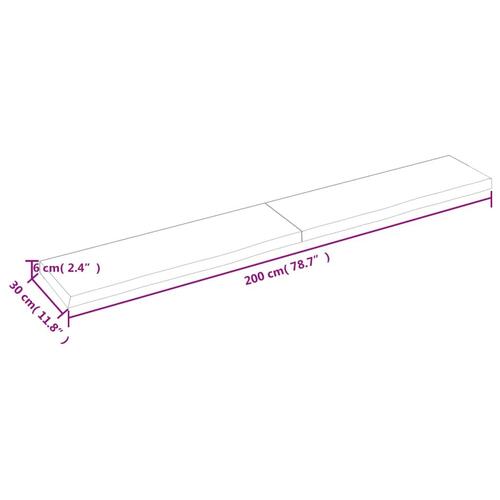 Bordplade til badeværelse 200x30x(2-6) cm massivt træ lysebrun