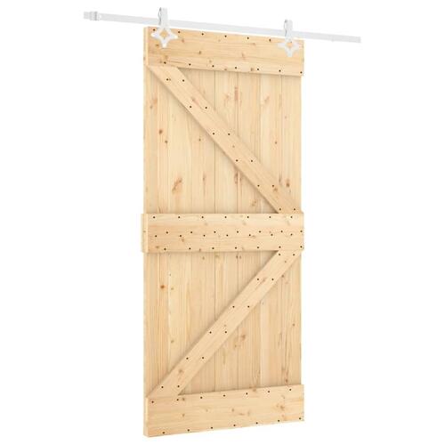 Skydedør med monteringssæt 100x210 cm massivt fyrretræ