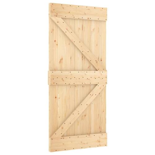 Skydedør med monteringssæt 100x210 cm massivt fyrretræ