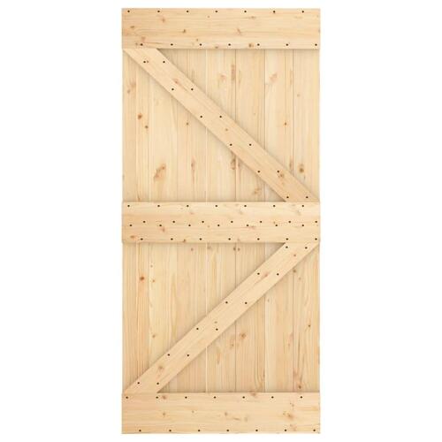 Skydedør med monteringssæt 100x210 cm massivt fyrretræ