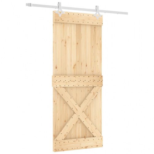 Skydedør med monteringssæt 85x210 cm massivt fyrretræ