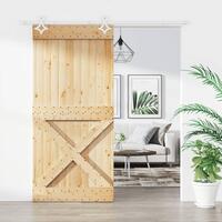 Skydedør med monteringssæt 100x210 cm massivt fyrretræ