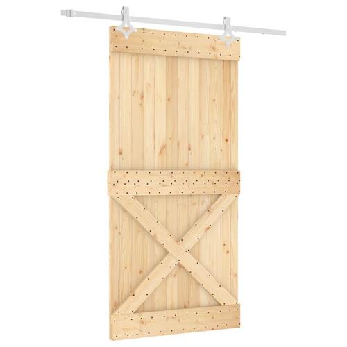 Skydedør med monteringssæt 100x210 cm massivt fyrretræ