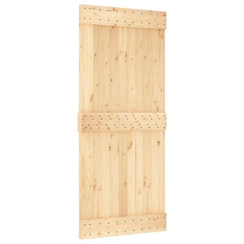 Skydedør med monteringssæt 90x210 cm massivt fyrretræ