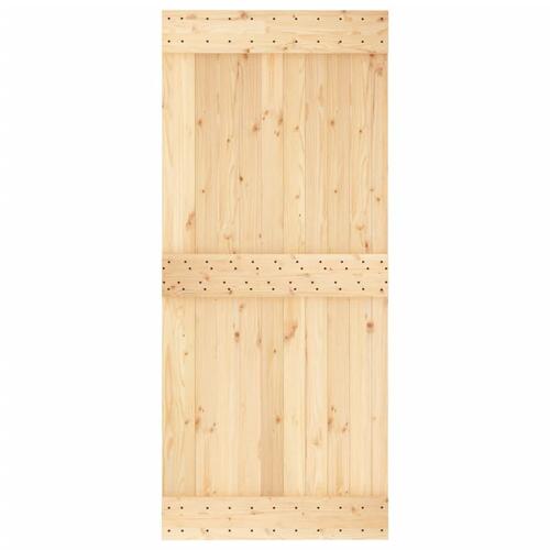 Skydedør med monteringssæt 90x210 cm massivt fyrretræ