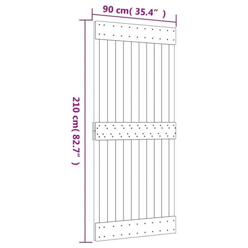 Skydedør med monteringssæt 90x210 cm massivt fyrretræ