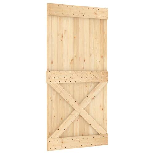Skydedør med monteringssæt 100x210 cm massivt fyrretræ