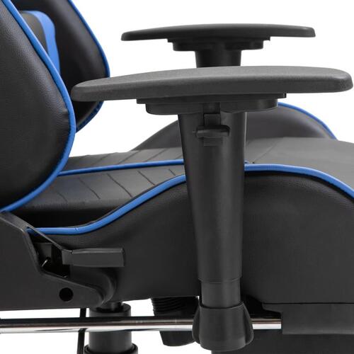 Gamingstol med fodstøtte kunstlæder blå