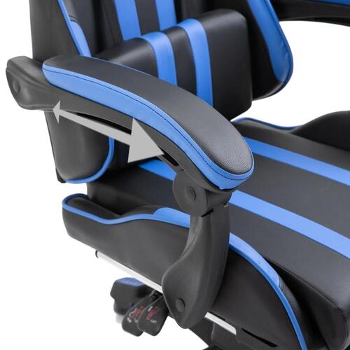 Gamingstol med fodstøtte kunstlæder blå