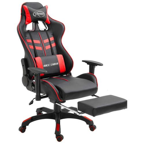 Gamingstol med fodstøtte kunstlæder rød