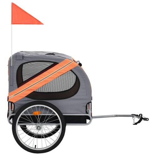 Cykelanhænger til hund orange og grå