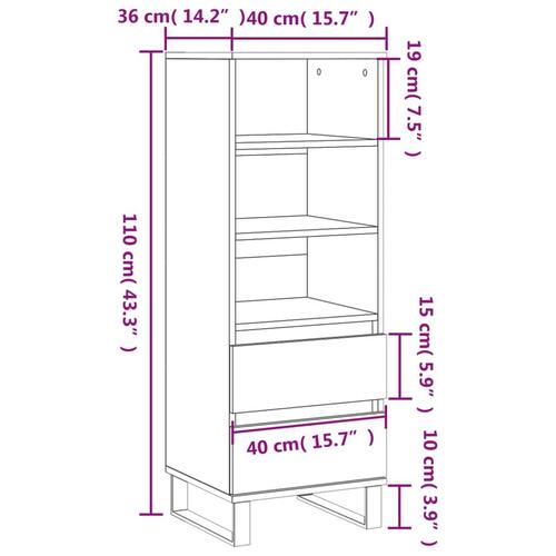 Skab 40x36x110 cm konstrueret træ betongrå