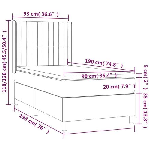 Kontinentalseng med madras 90x190 cm stof gråbrun