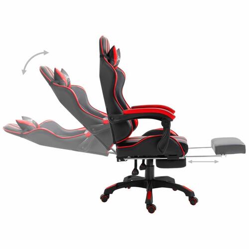 Gamingstol med fodstøtte kunstlæder rød